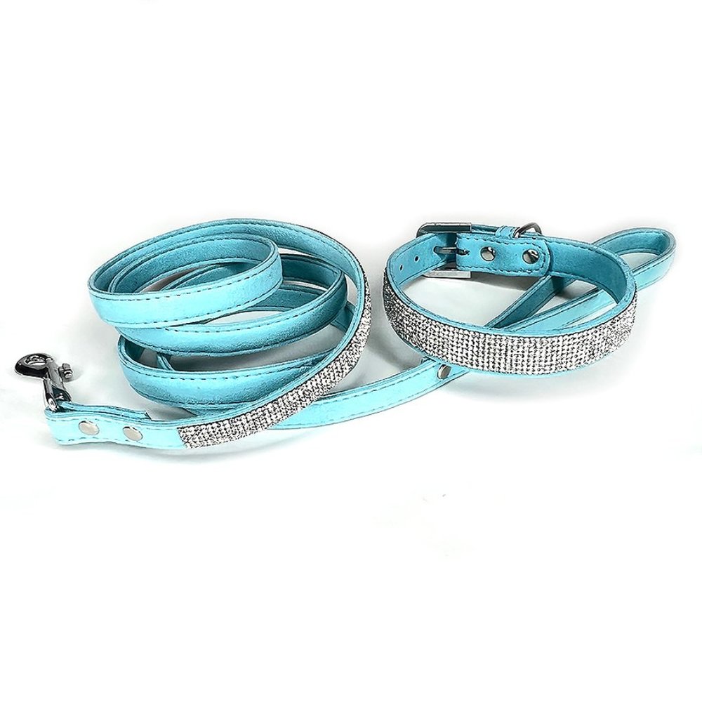 Blue VIP Bling Collar and Leash